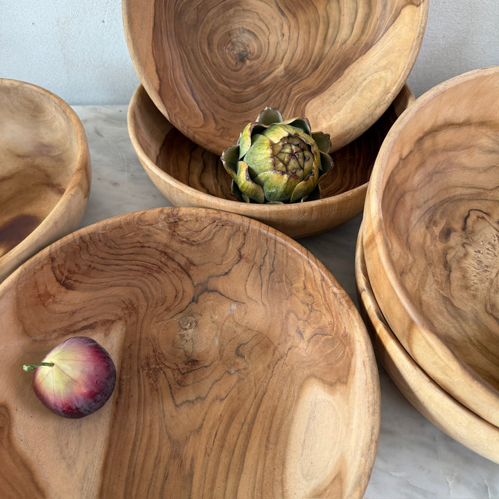 Round Teak Salad Bowl 