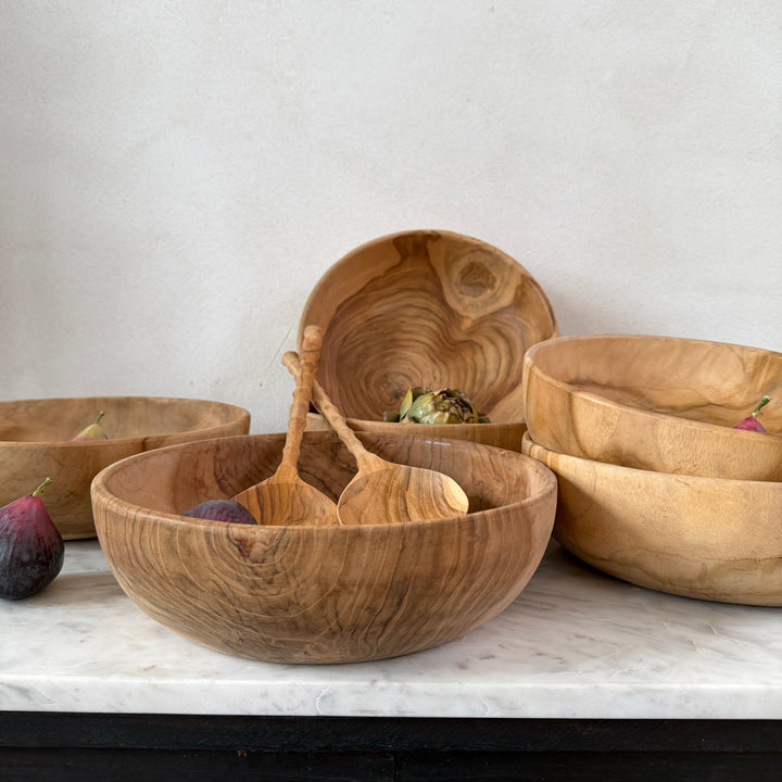 Round Teak Salad Bowl