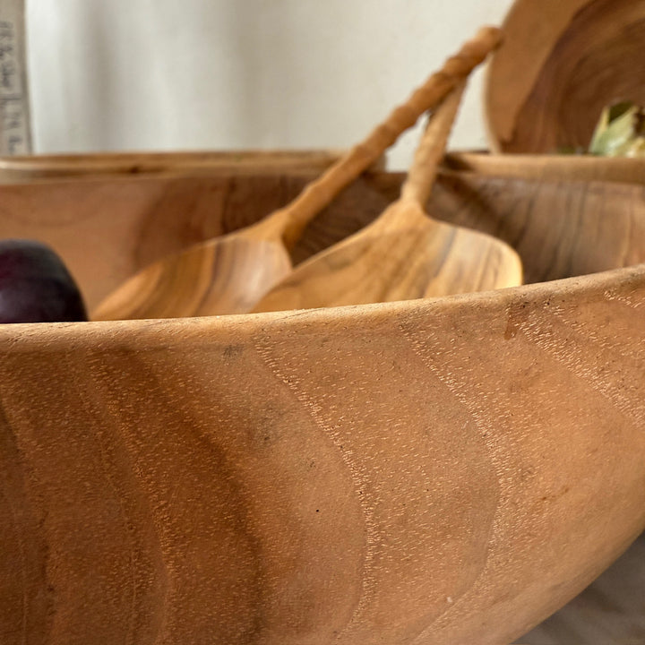 Round Teak Salad Bowl