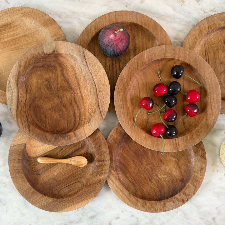 Round Teak Wooden Plate 