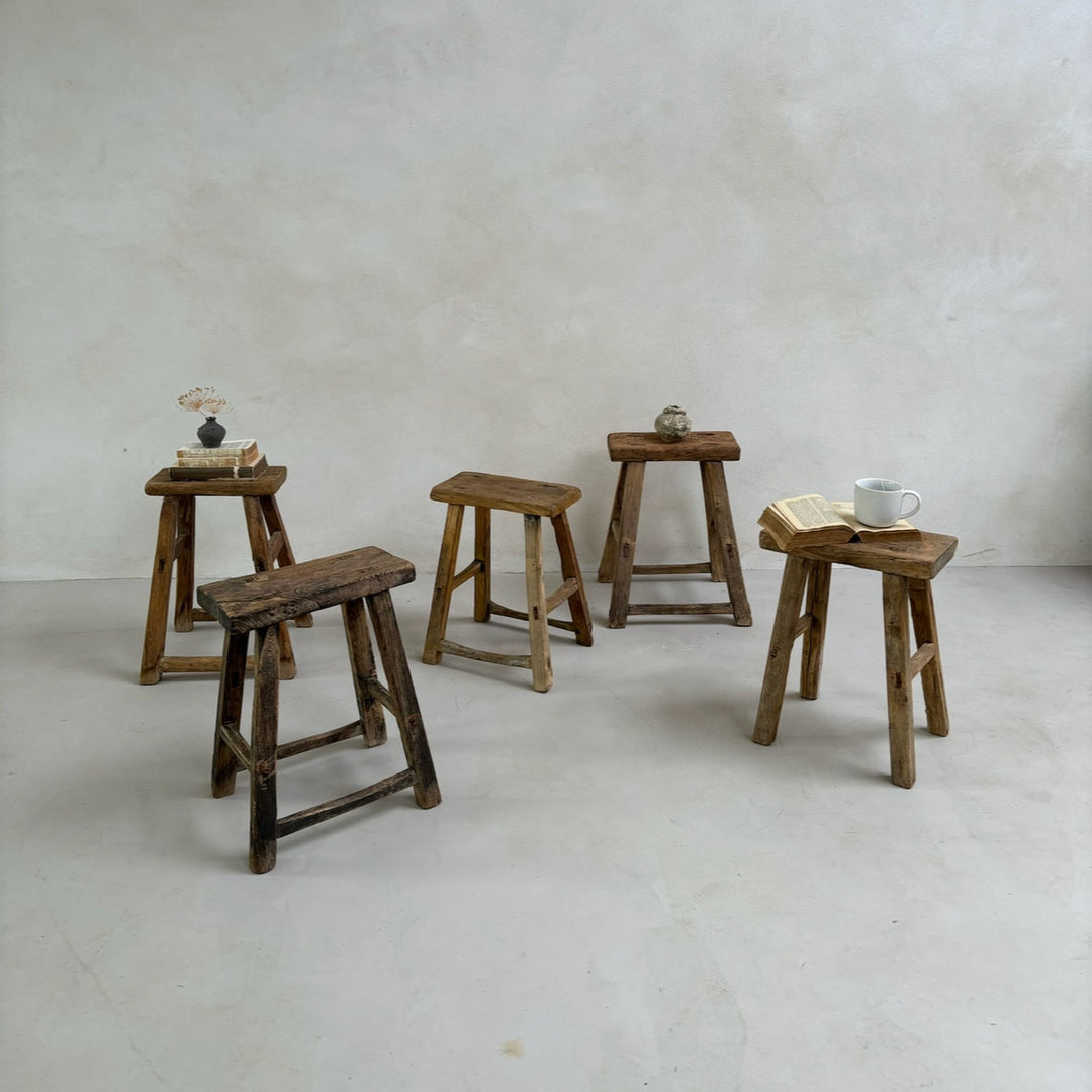 Rustic Wood Antique Stool (select from photo)