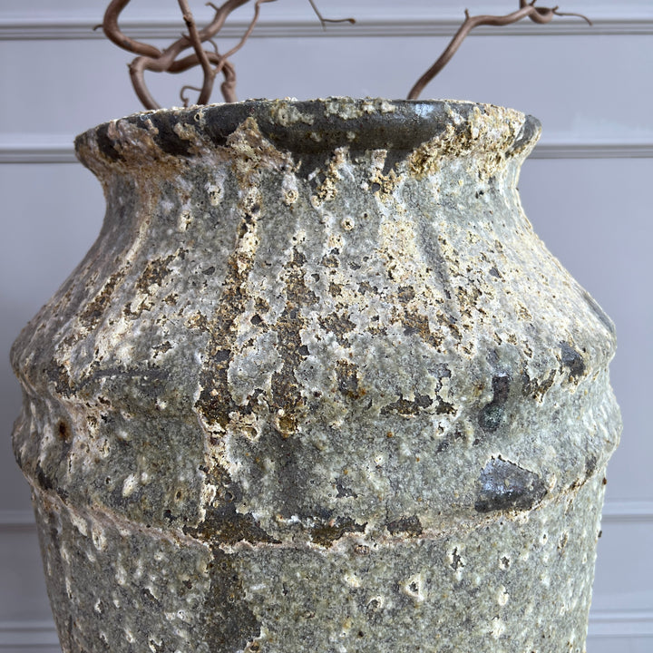 Rustic Glazed Tall Garden Urn | Agnes rustic detail