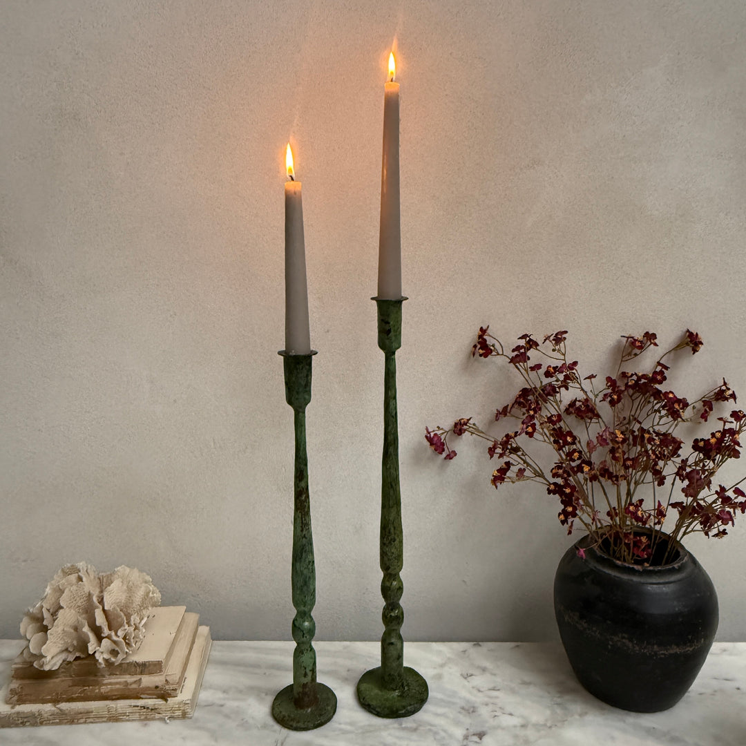 Rustic Green Iron Candlestic