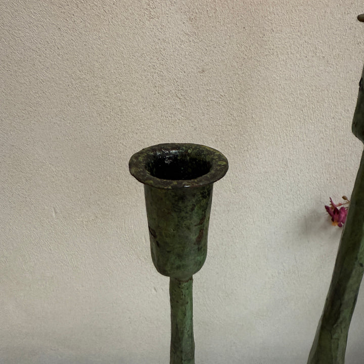 Rustic Green Iron Candlestic