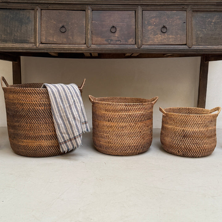 Rustic Handwoven Round Basket | Gilly