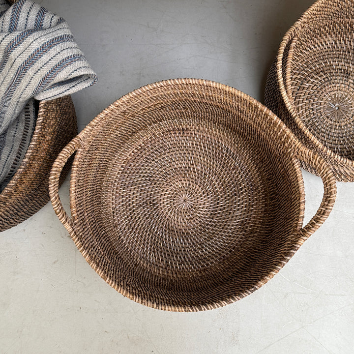 Rustic Handwoven Round Basket | Gilly