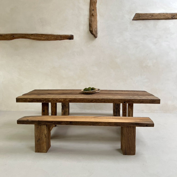 Rustic Oak Beam Dining Table with bench