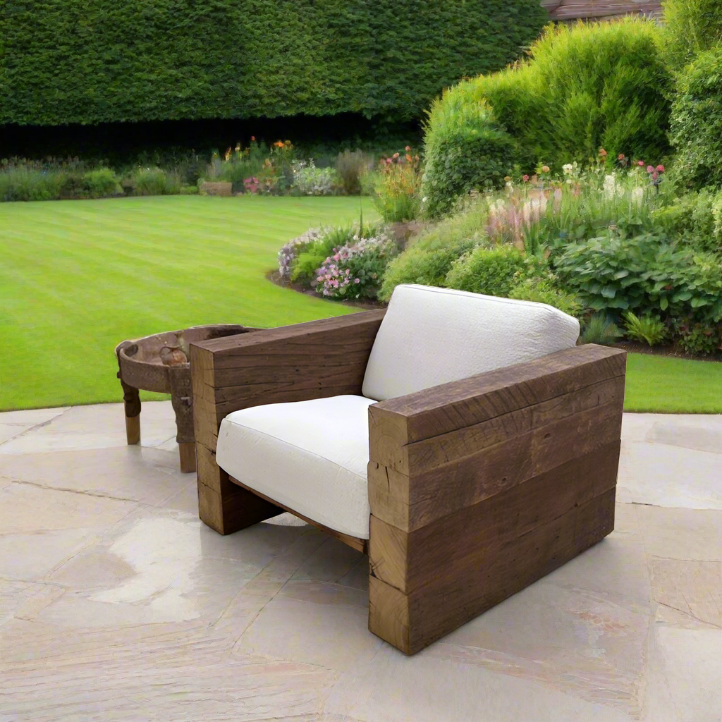 Rustic Oak Outdoor Lounge Seating armchair