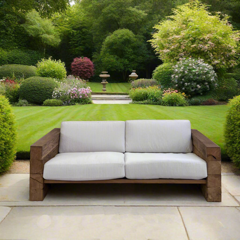 Rustic Oak Outdoor Lounge Seating Sofa