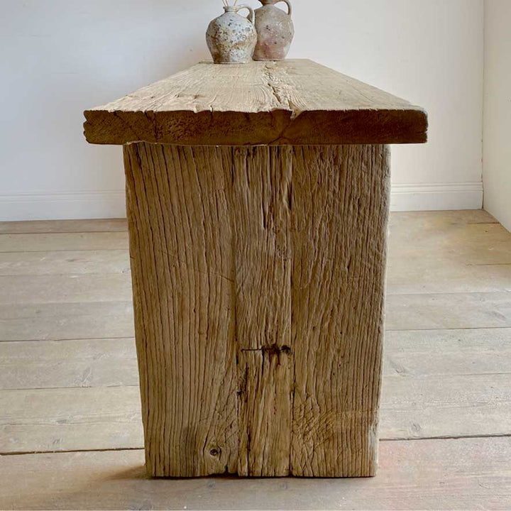 Rustic Reclaimed Wood St Ives Console Table detail of end