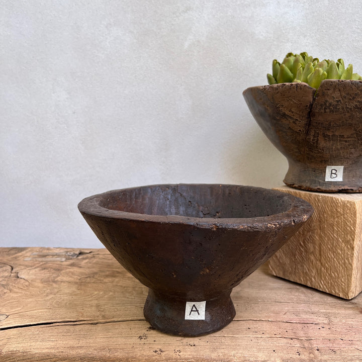 Rustic Tall Wooden Bowl A