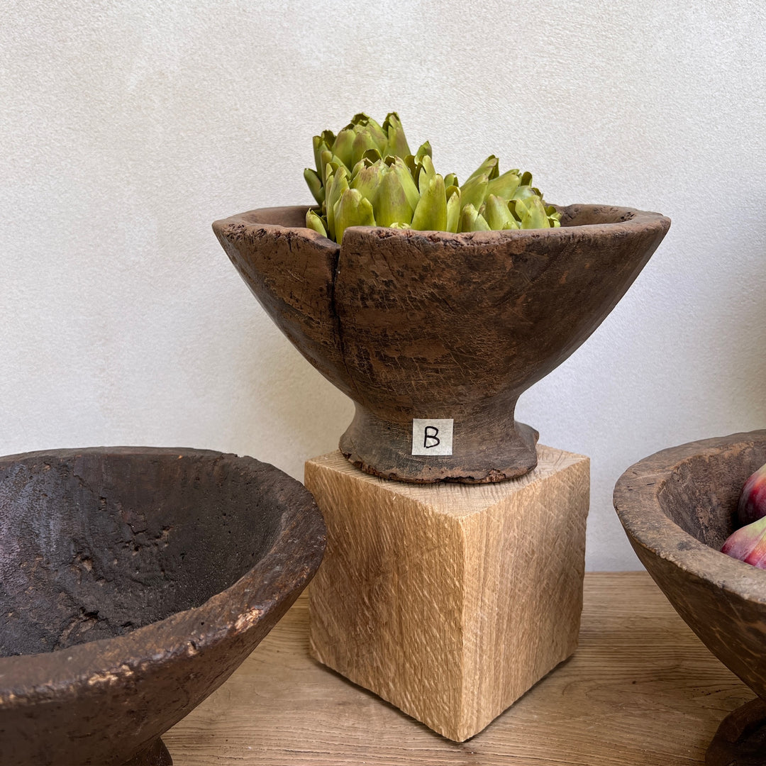 Rustic Tall Wooden Bowl B