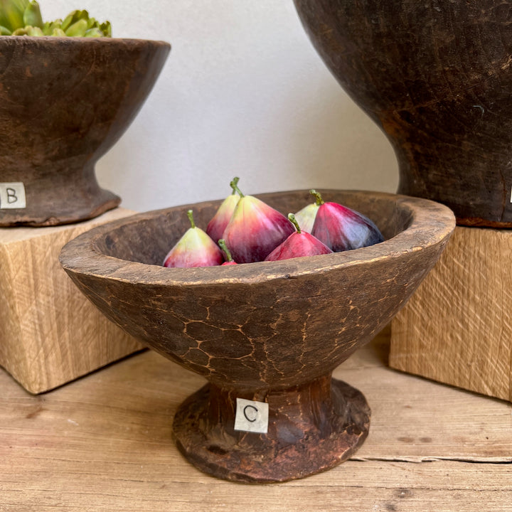 Rustic Tall Wooden Bowl C