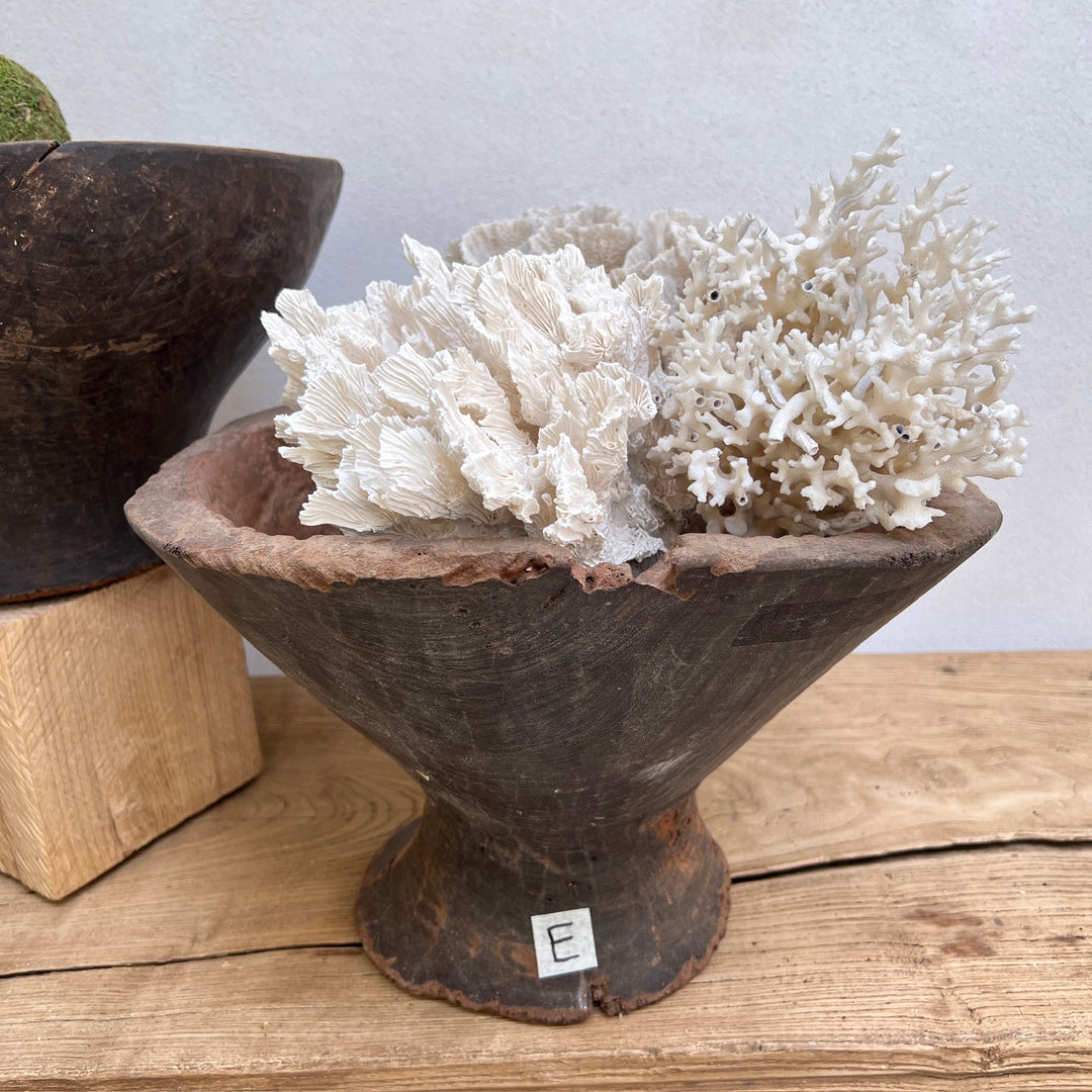 Rustic Tall Wooden Bowl E