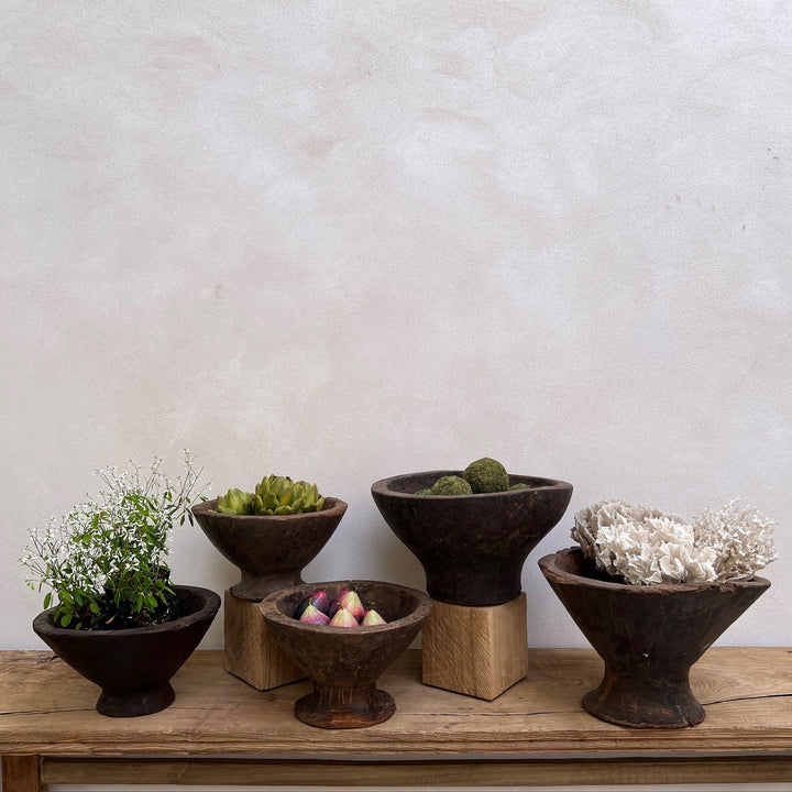 Rustic Tall Wooden Bowl collection