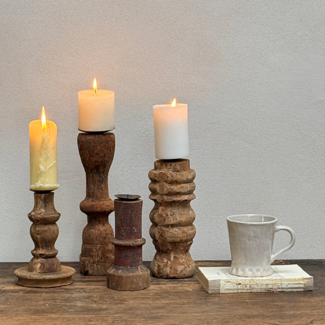 Rustic Turned Leg Candle Holder
