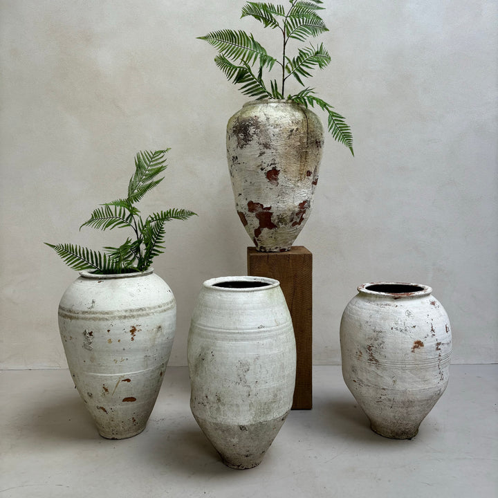 Rustic White Antique Urns