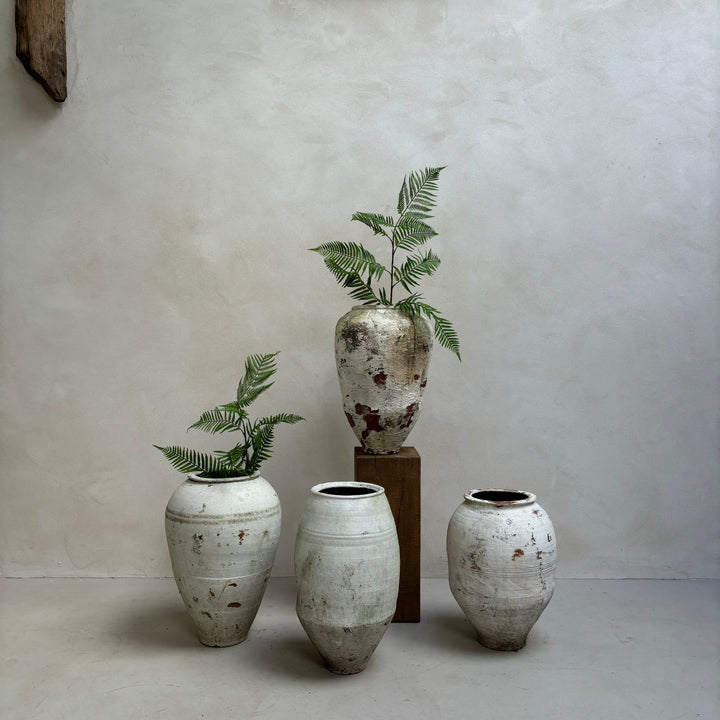 Rustic White Antique Urns