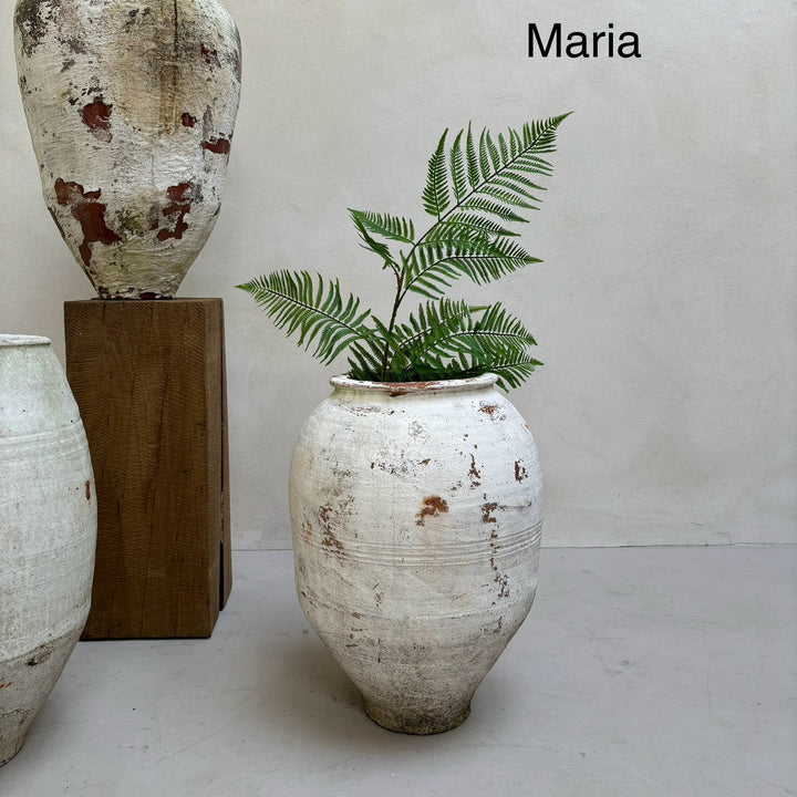 Rustic White Antique Urns