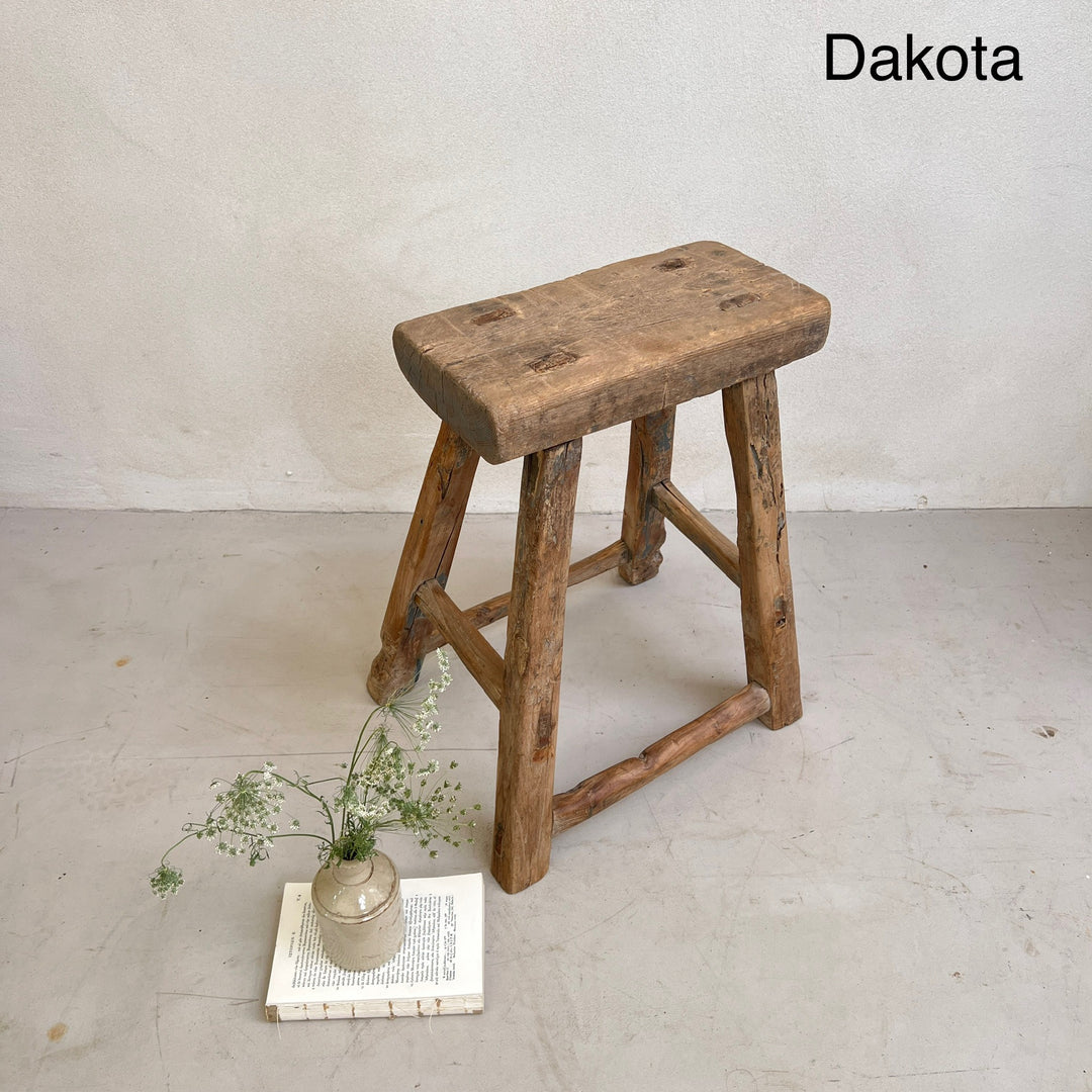Rustic Wood Antique Stool (select from photo)