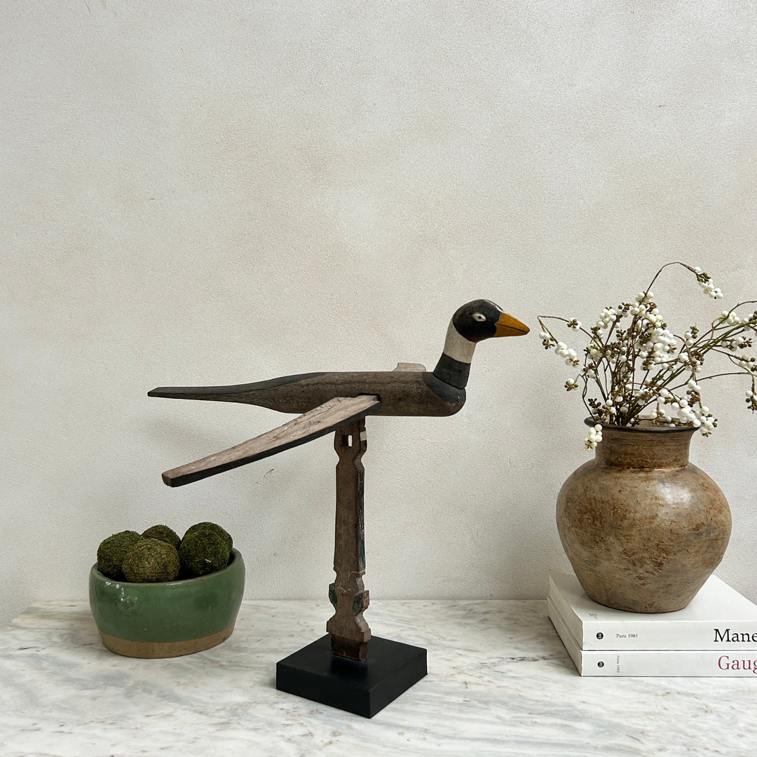 Rustic Wooden Bird On Stand | Panuta