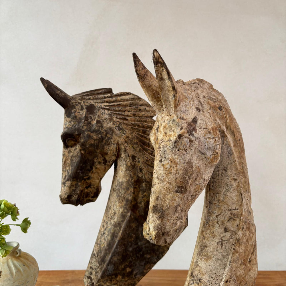 Rustic Wooden Chess Horse Statue
