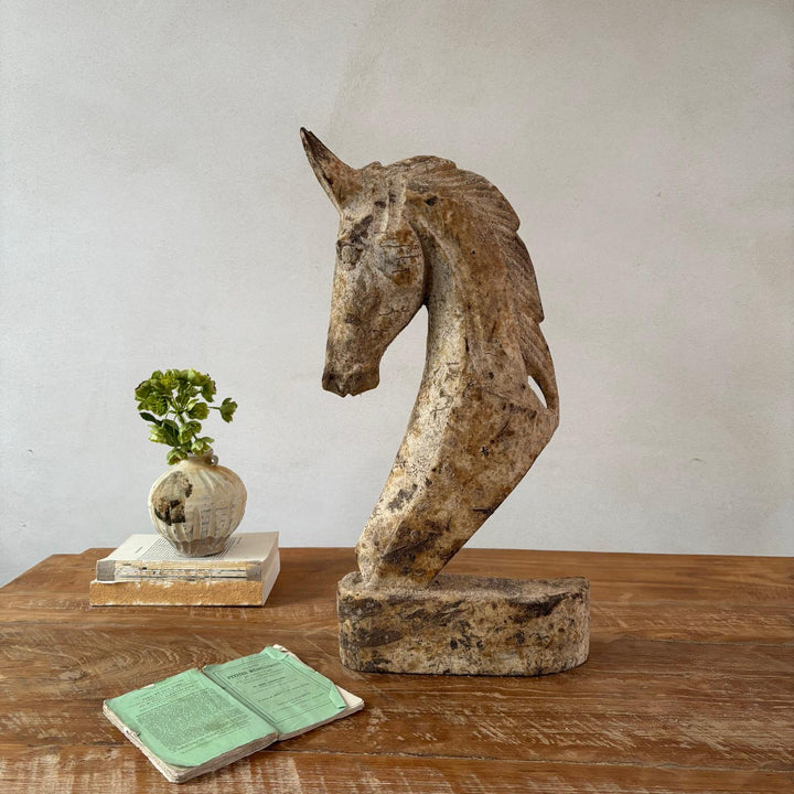 Rustic Wooden Chess Horse Statue 