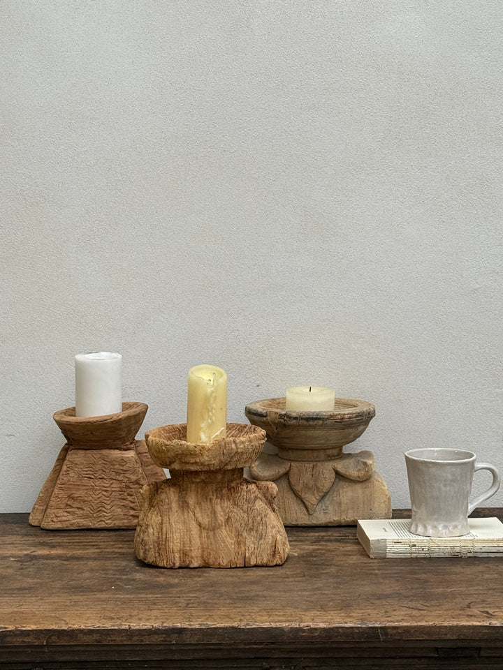 Rustic Wooden Nepali Candle Holder