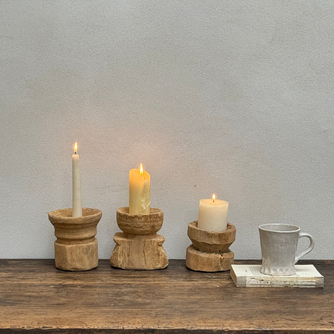 Rustic Wooden Nepali Candle Holder
