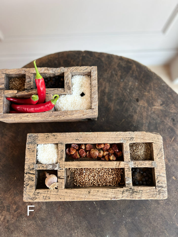 Rustic Wooden Spice Tray F 