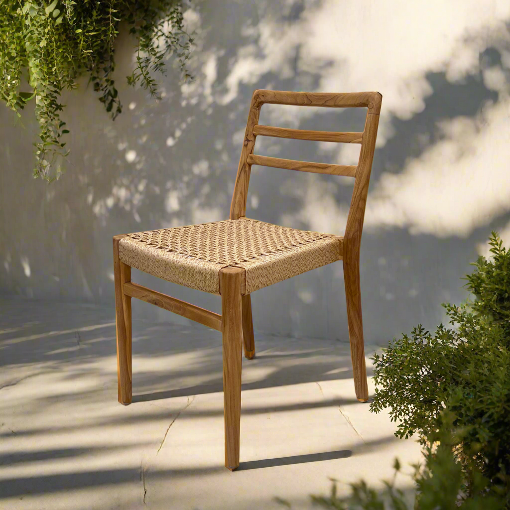 Rustic wood garden dining chair