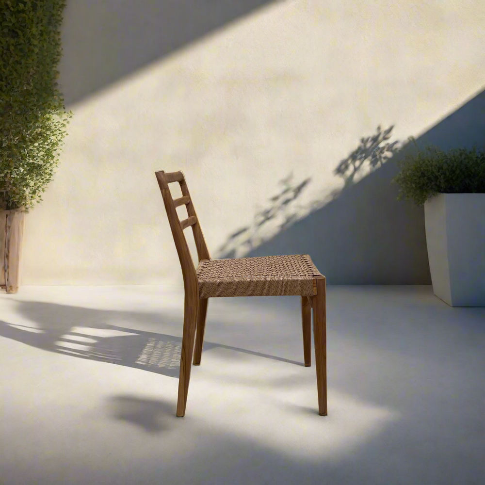 Rustic wood garden dining chair