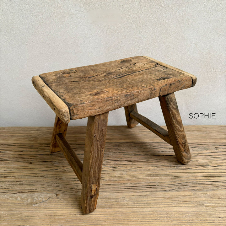 Antique rustic wood footstool (Select from photo)