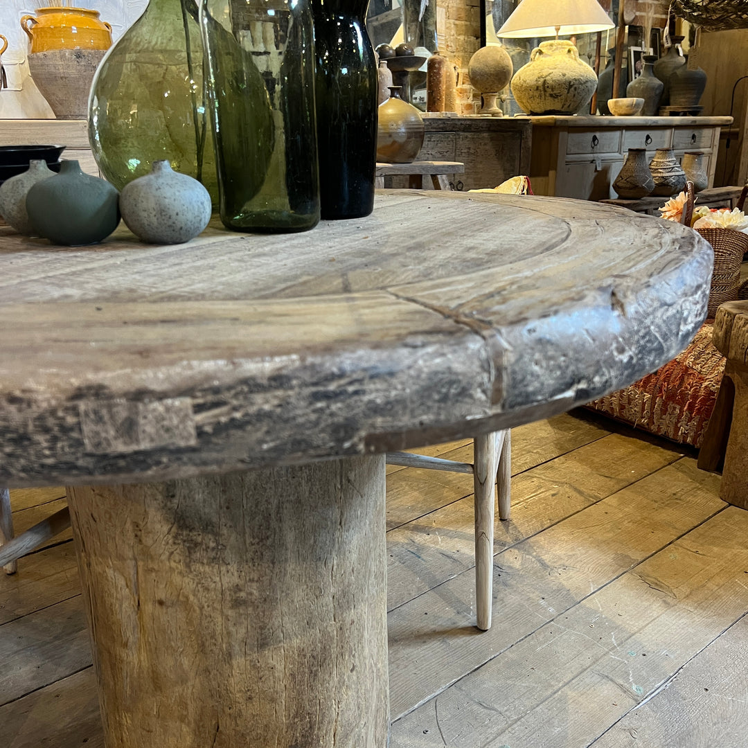 Salvaged Teak Round Dining Table