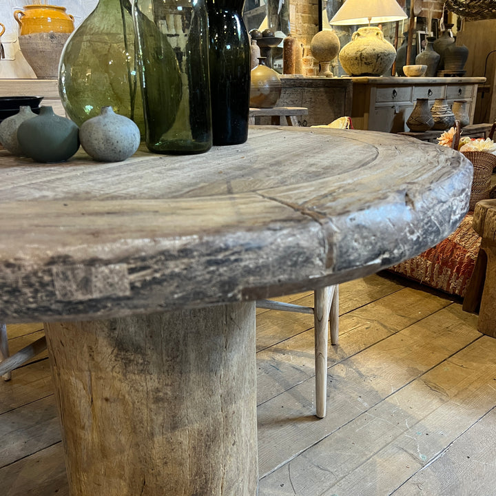 Salvaged Teak Round Dining Table