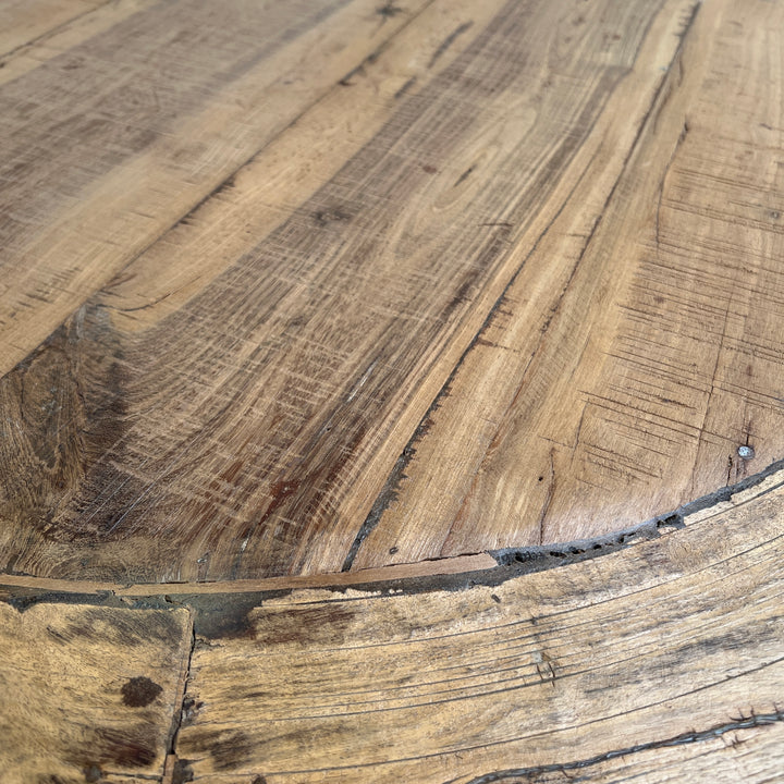 Salvaged Teak Round Dining Table