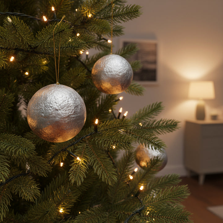 Silver Paper Mache Christmas Decoration 