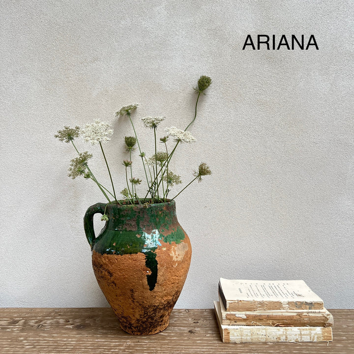 Small Olive Antique Urns
