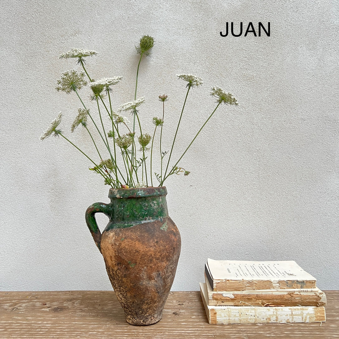 Small Olive Antique Urns