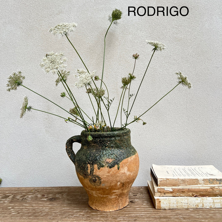 Small Olive Antique Urns