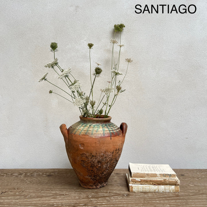 Small Olive Antique Urns