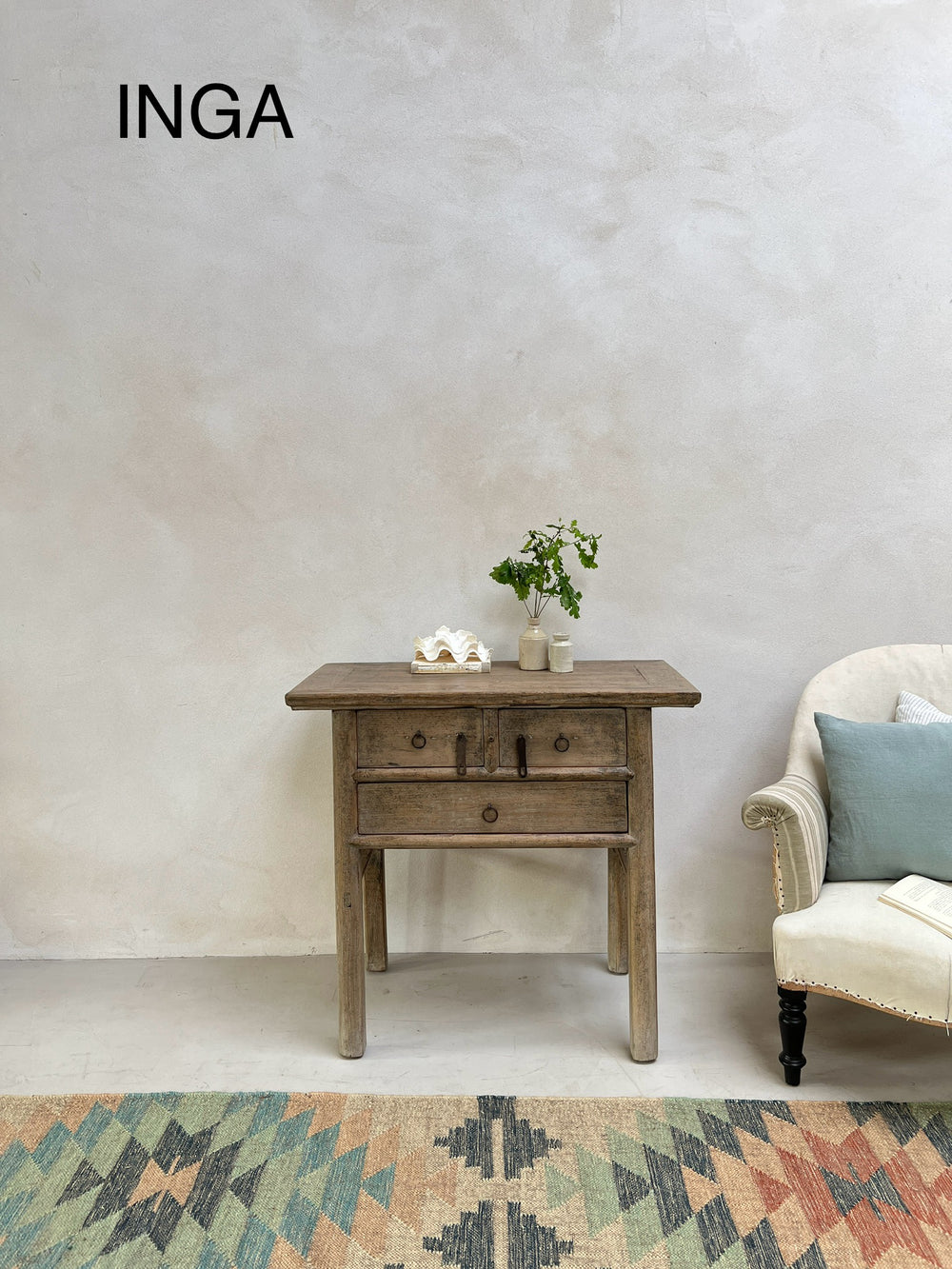 Small antique console / side table with drawers
