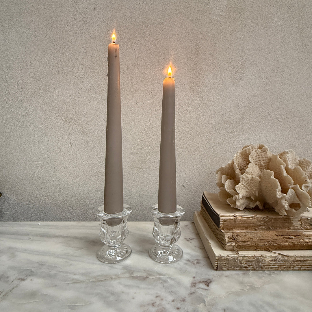 Small glass dinner candle holder