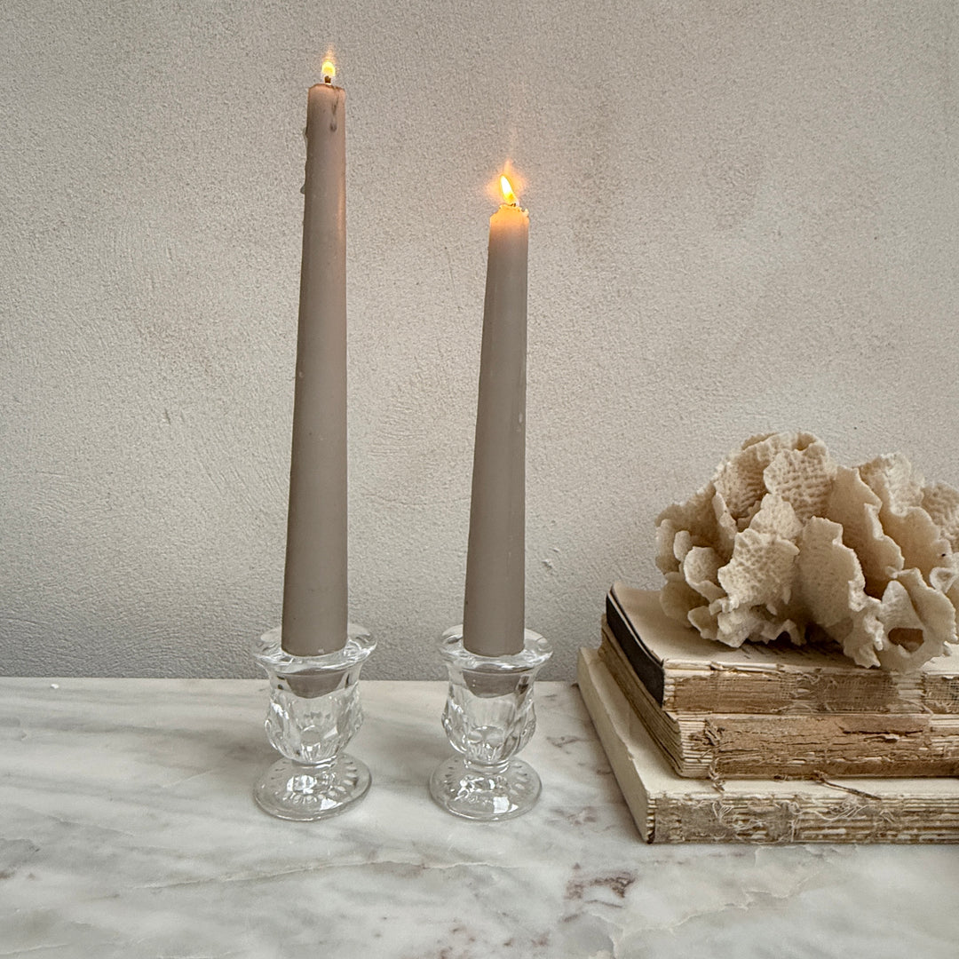Small glass dinner candle holder