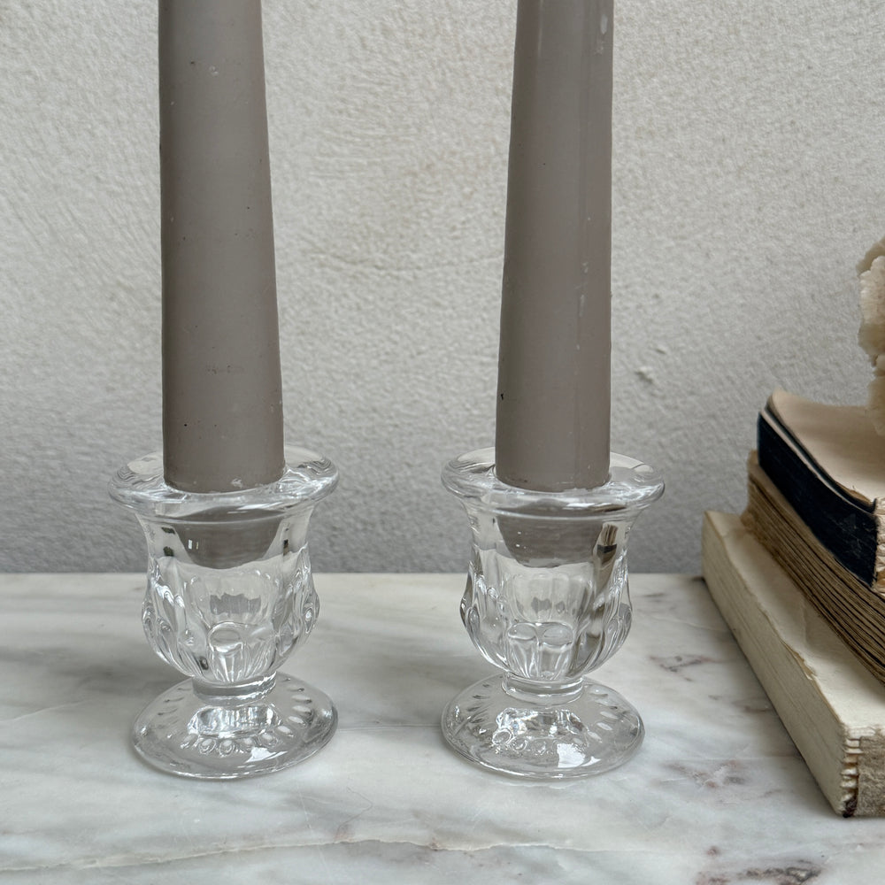 Small glass dinner candle holder