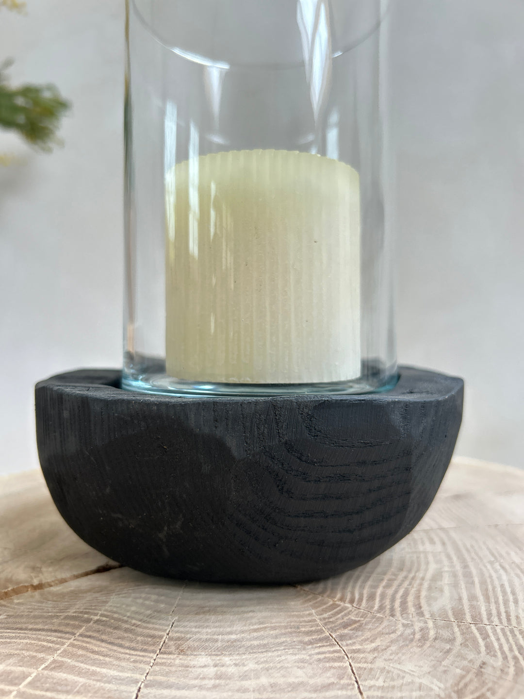 Small hurrican yakisugi wooden lantern