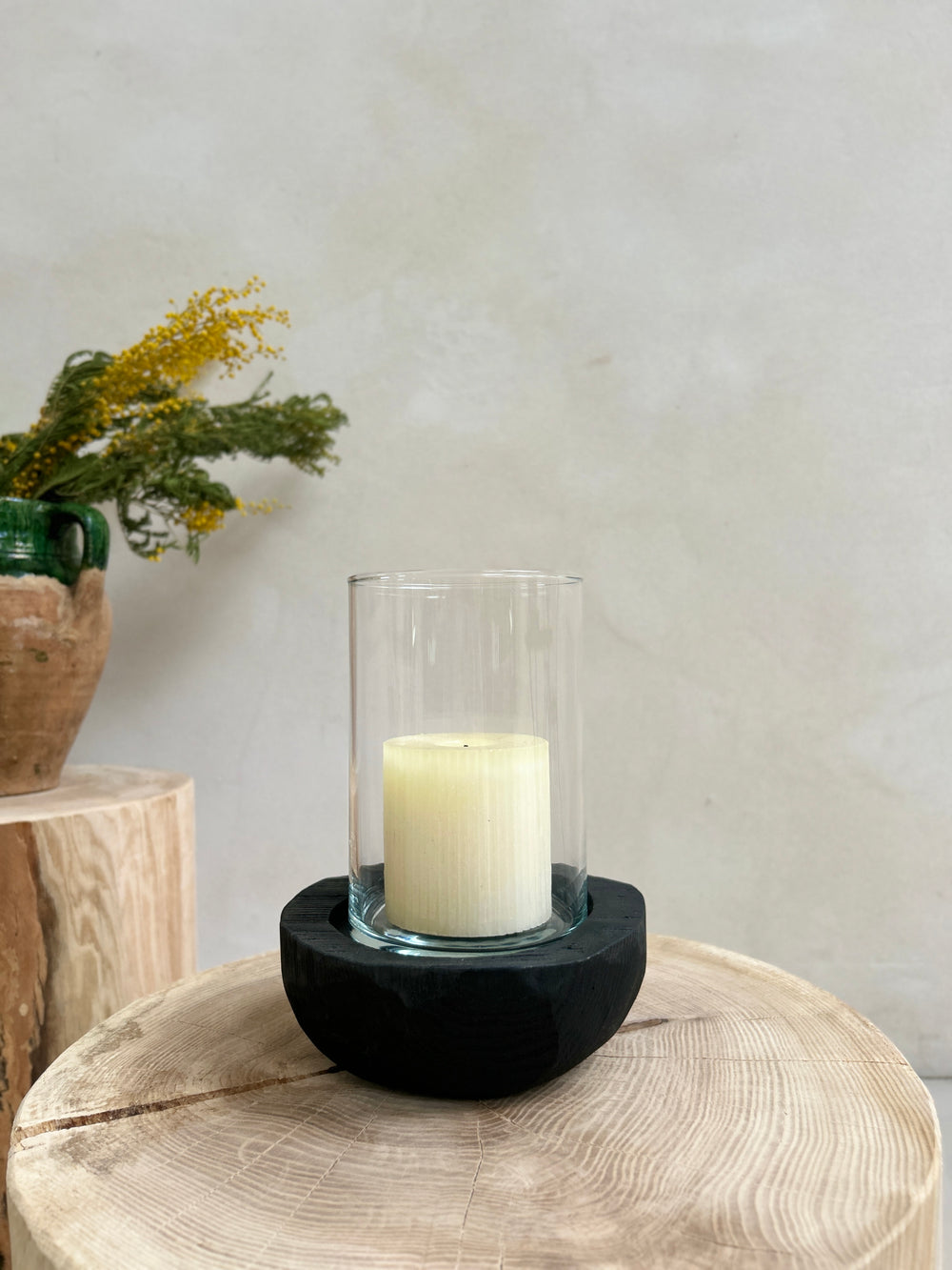 Small hurrican yakisugi wooden lantern