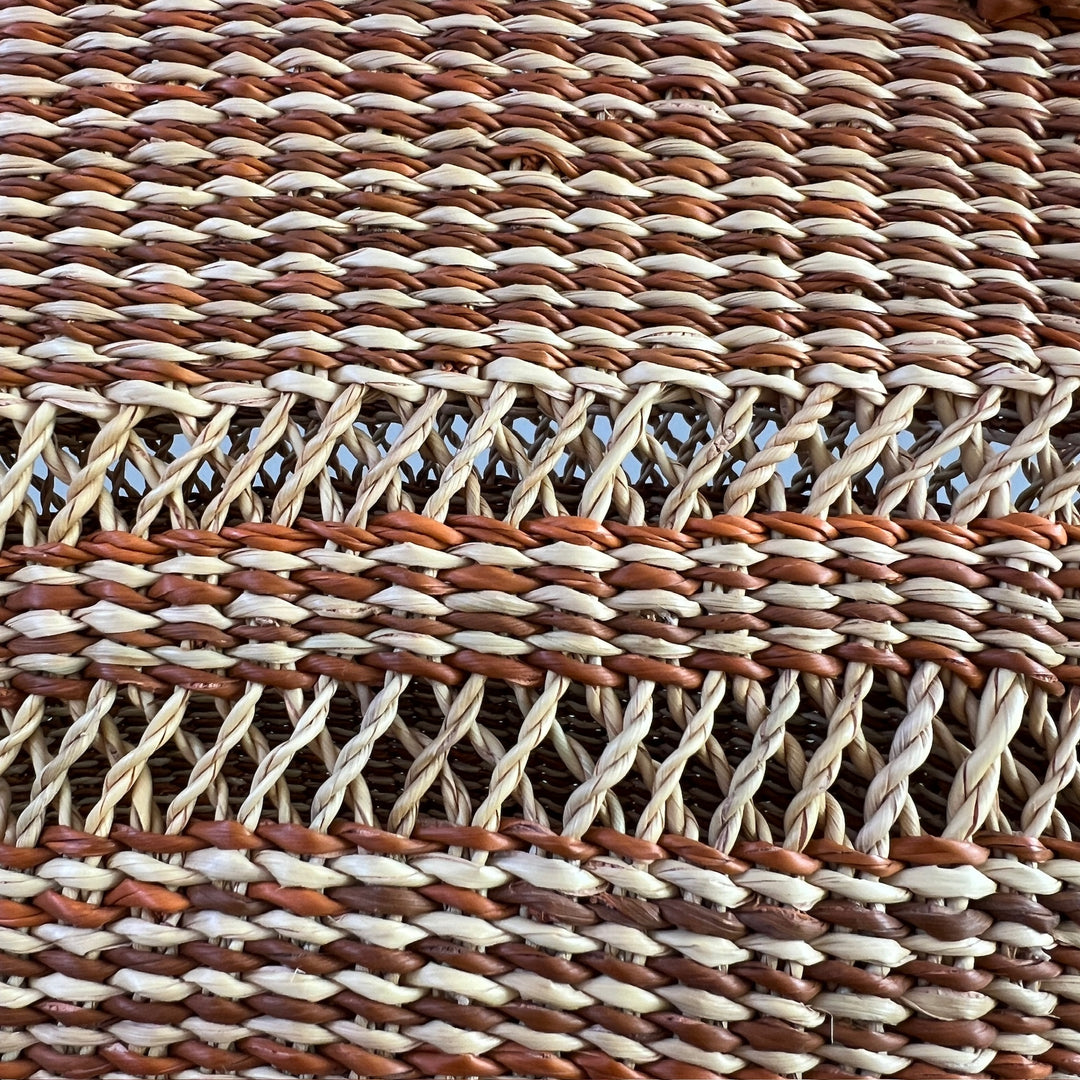 Small woven shopping basket Valentine close up detail of the weave