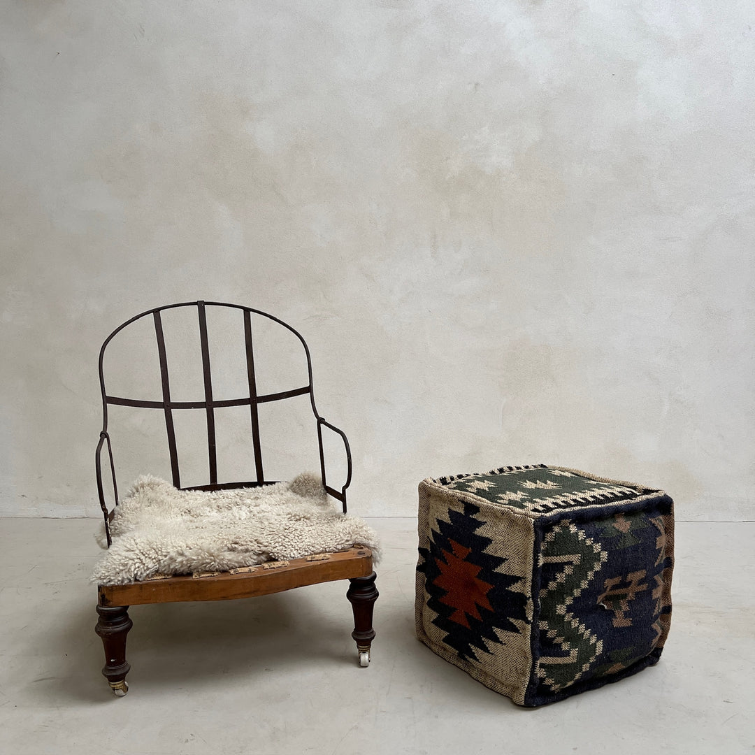 Square Jute Kilim Pouf