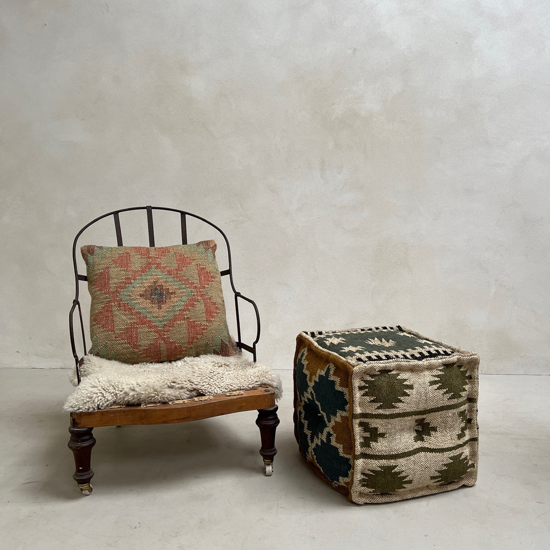 Pouf Antik Kawin Pouf Square Jute Kilim Pouf